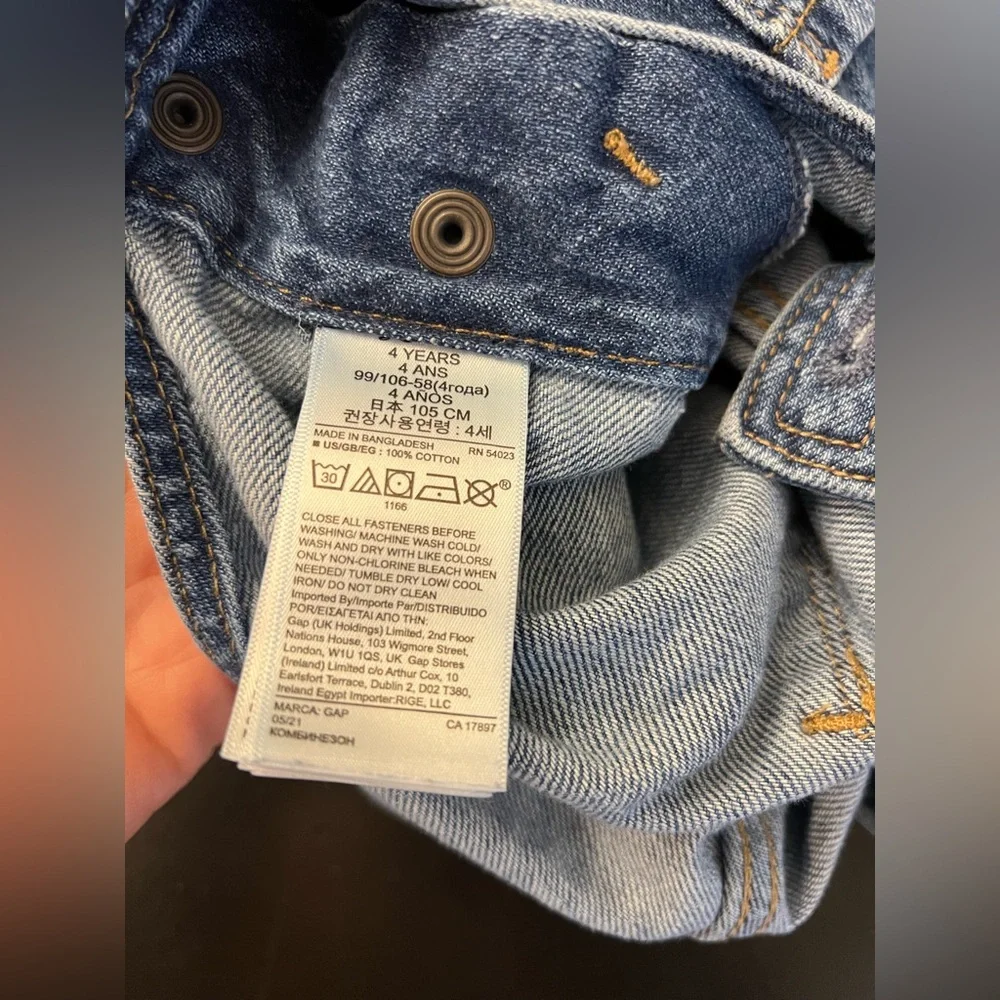 Gap Denim Blue Jean‎ Ruffle Bib Overalls Girls Sz 4 Years Toddler